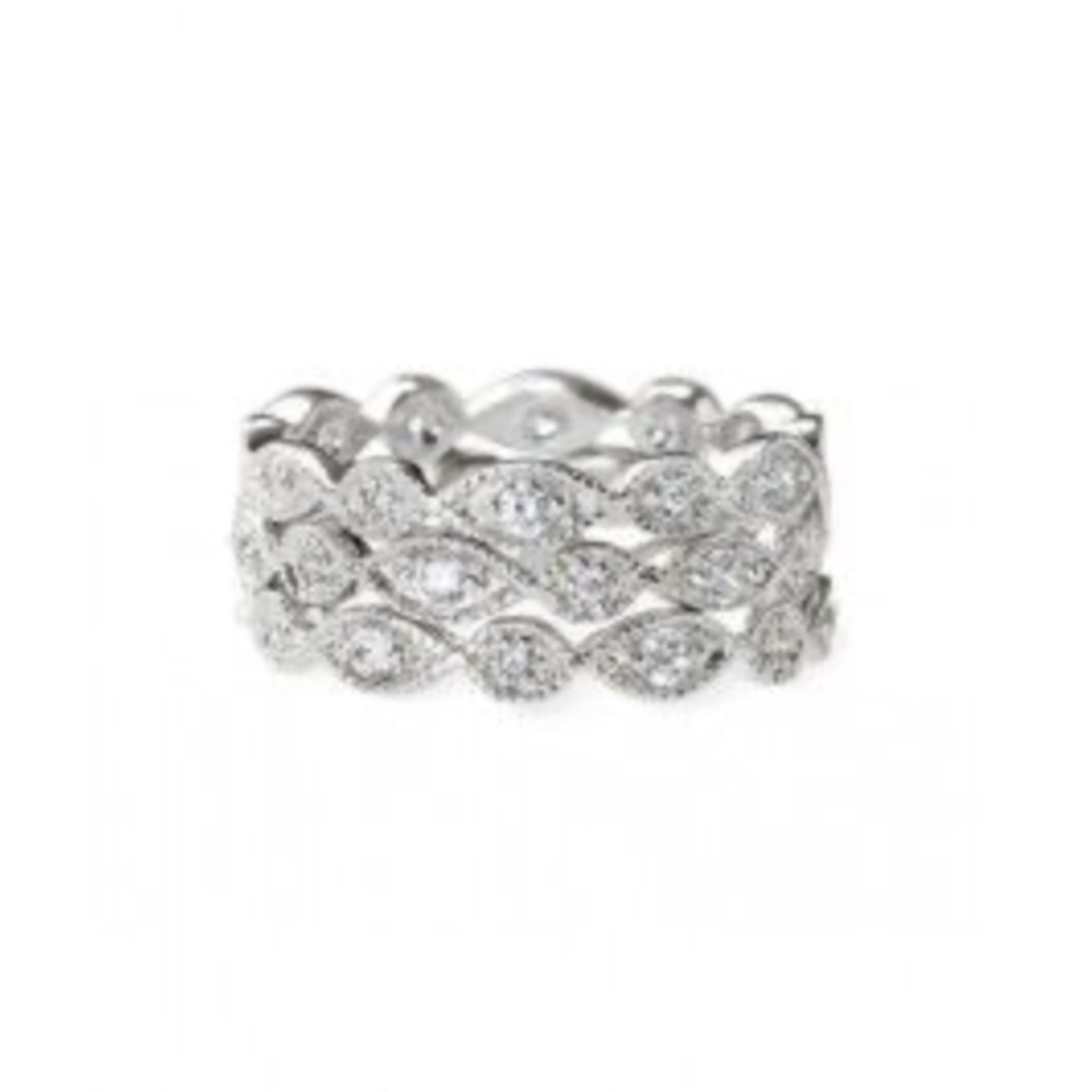 Stella & Dot Stackable Rings Deco - Silver - Size 6